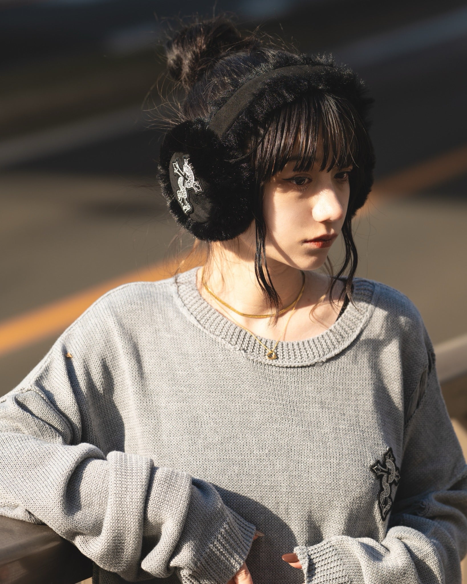 gibous snake cross black fur earflap