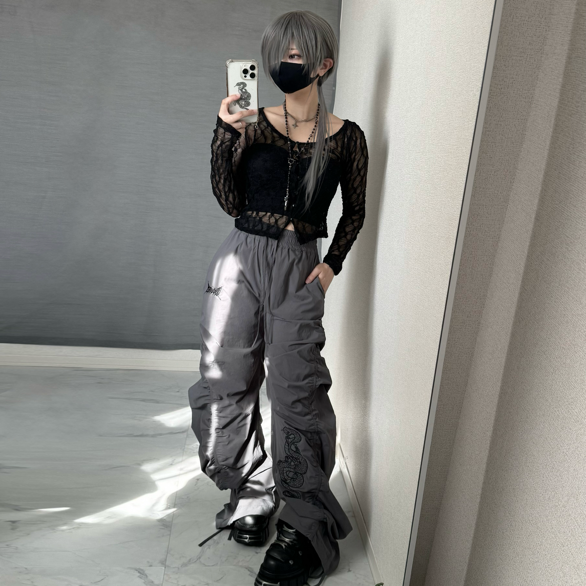 GIBOUS×QOOZA ギャザーパンツ