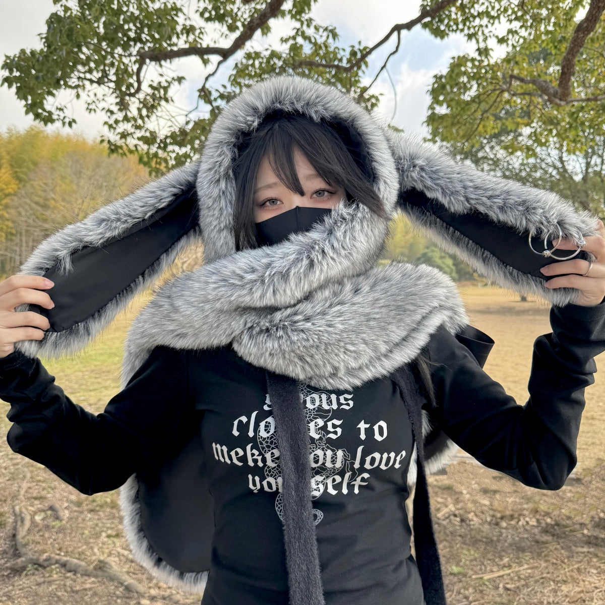 gibous×dependoll rabbit milky fur muffler