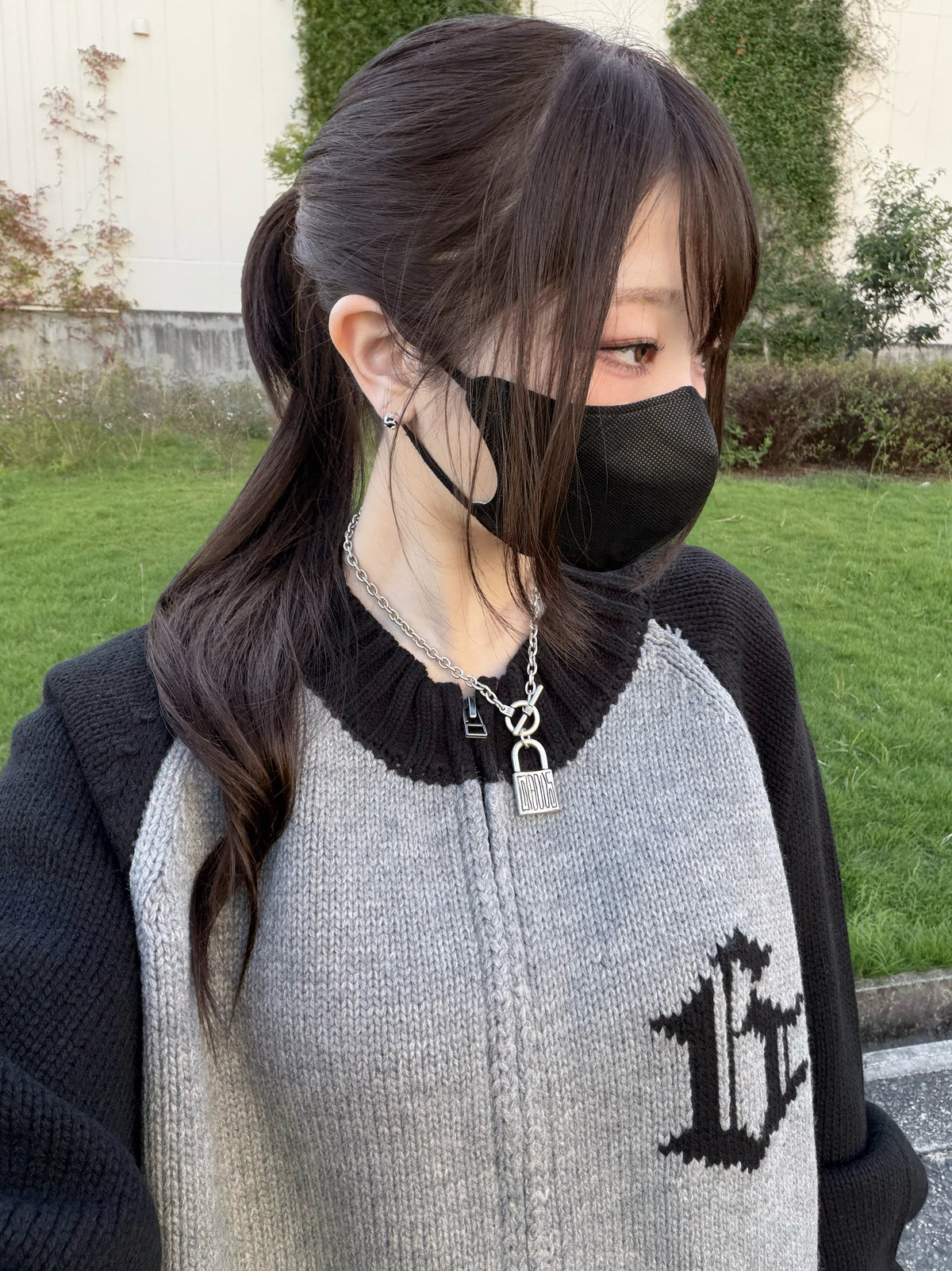 gibous G knit neck raglan knit  jacket