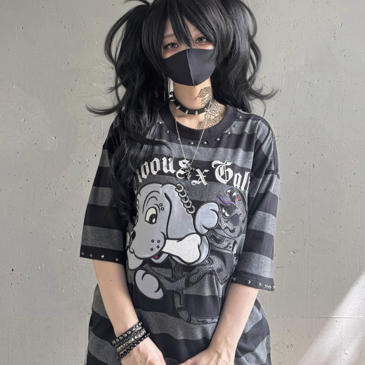 受注生産】gibous×GALFY snake dog studs T shirt border