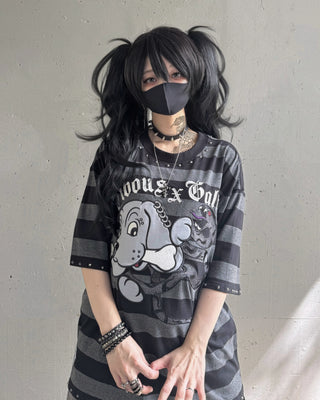 【受注生産】gibous×GALFY snake dog studs T shirt border