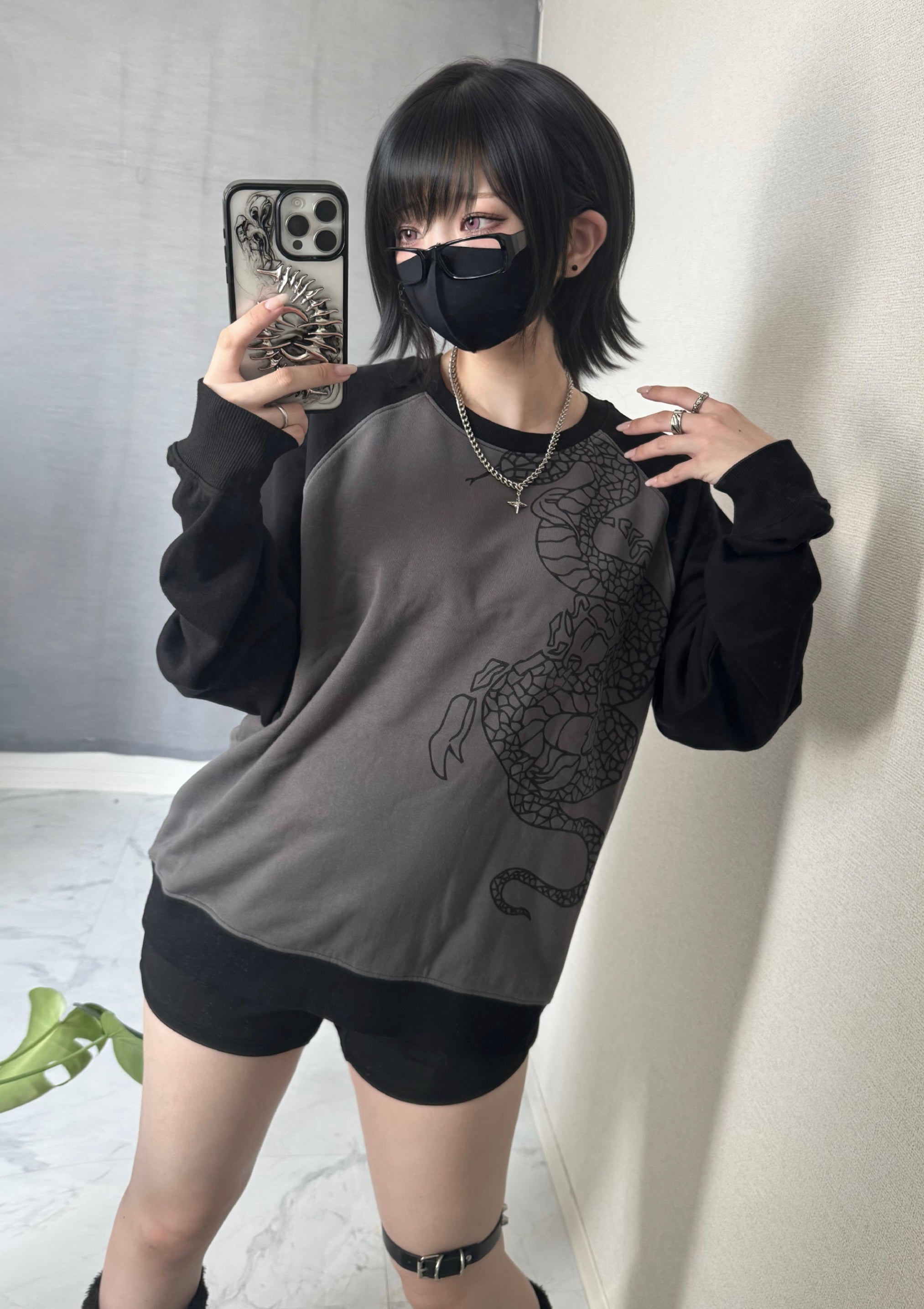 gibous snake scorpion raglan sweatshirt