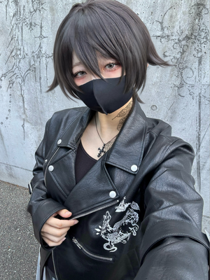 gibous×dependoll wolf snake leather jacket