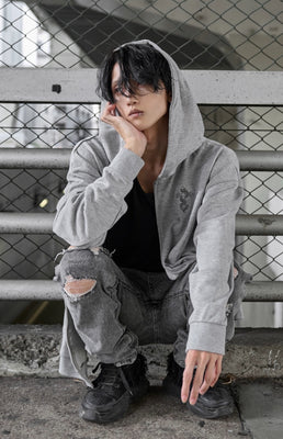 【再販】gibous logo snake cross parker gray