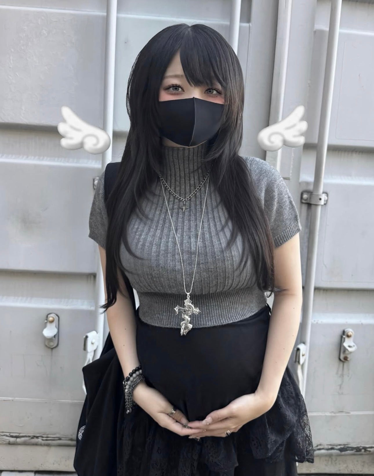 gibous snake cross pierce stock necklace silver