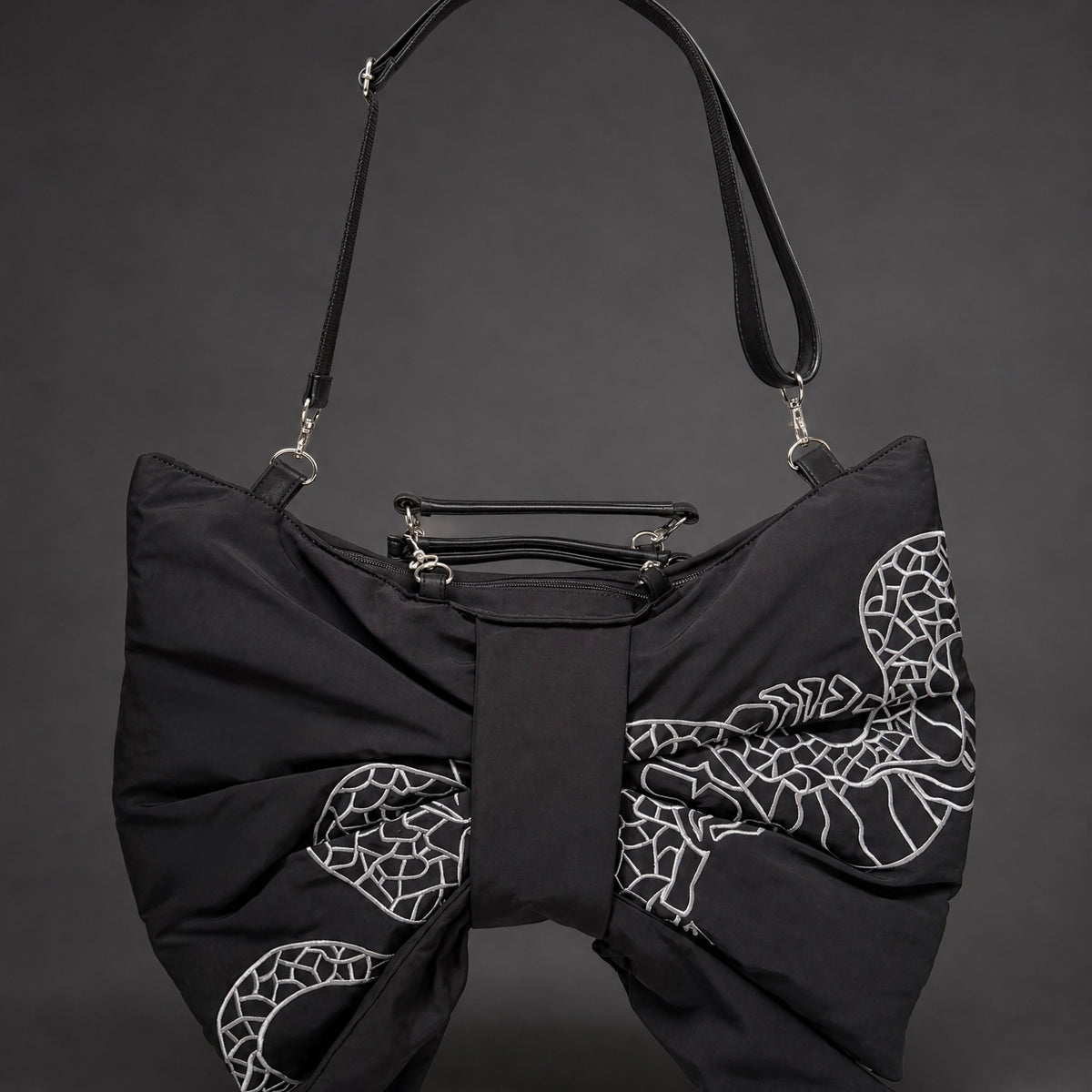 gibous snake scorpion ribbon bag