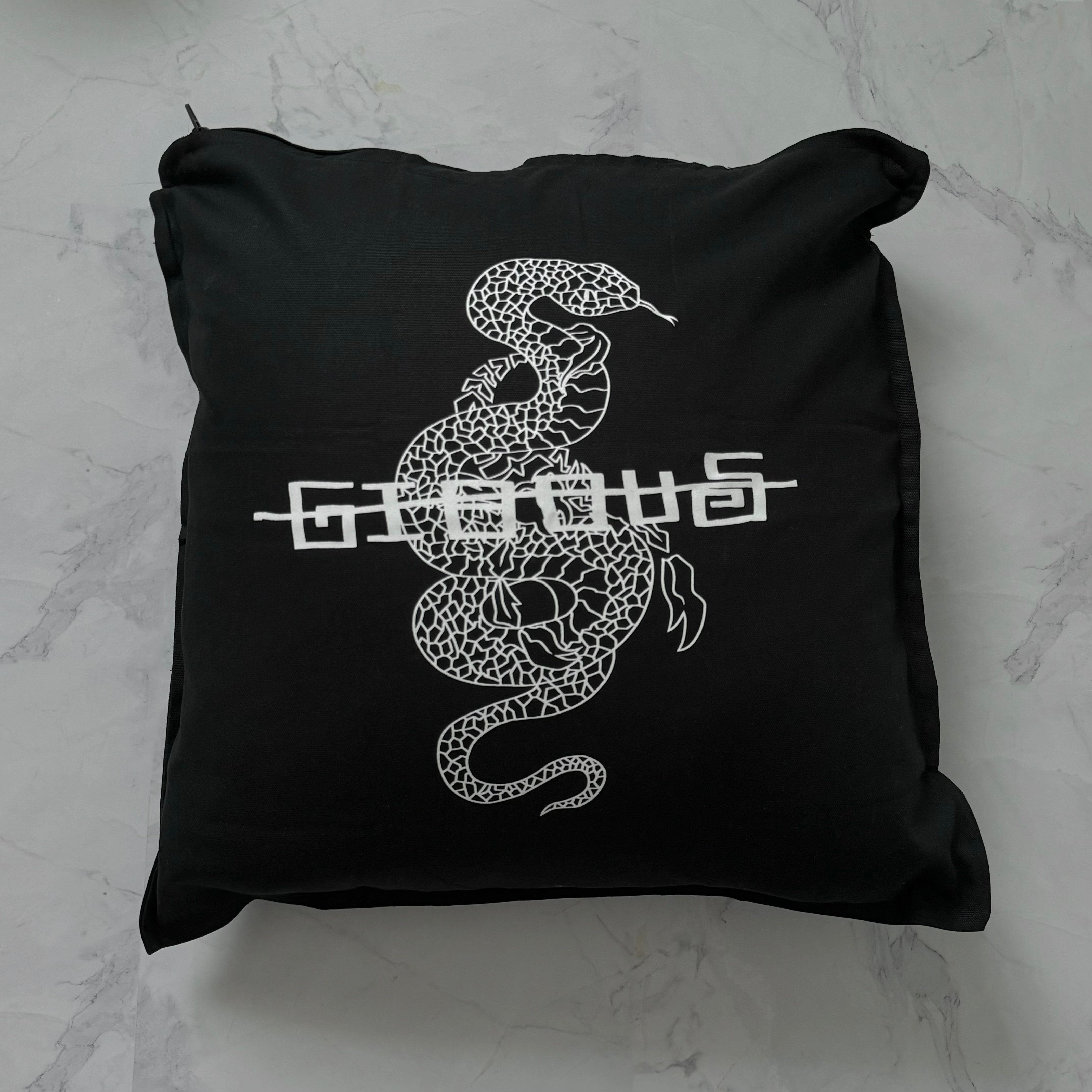 gibous snake scorpion logo cushion cover