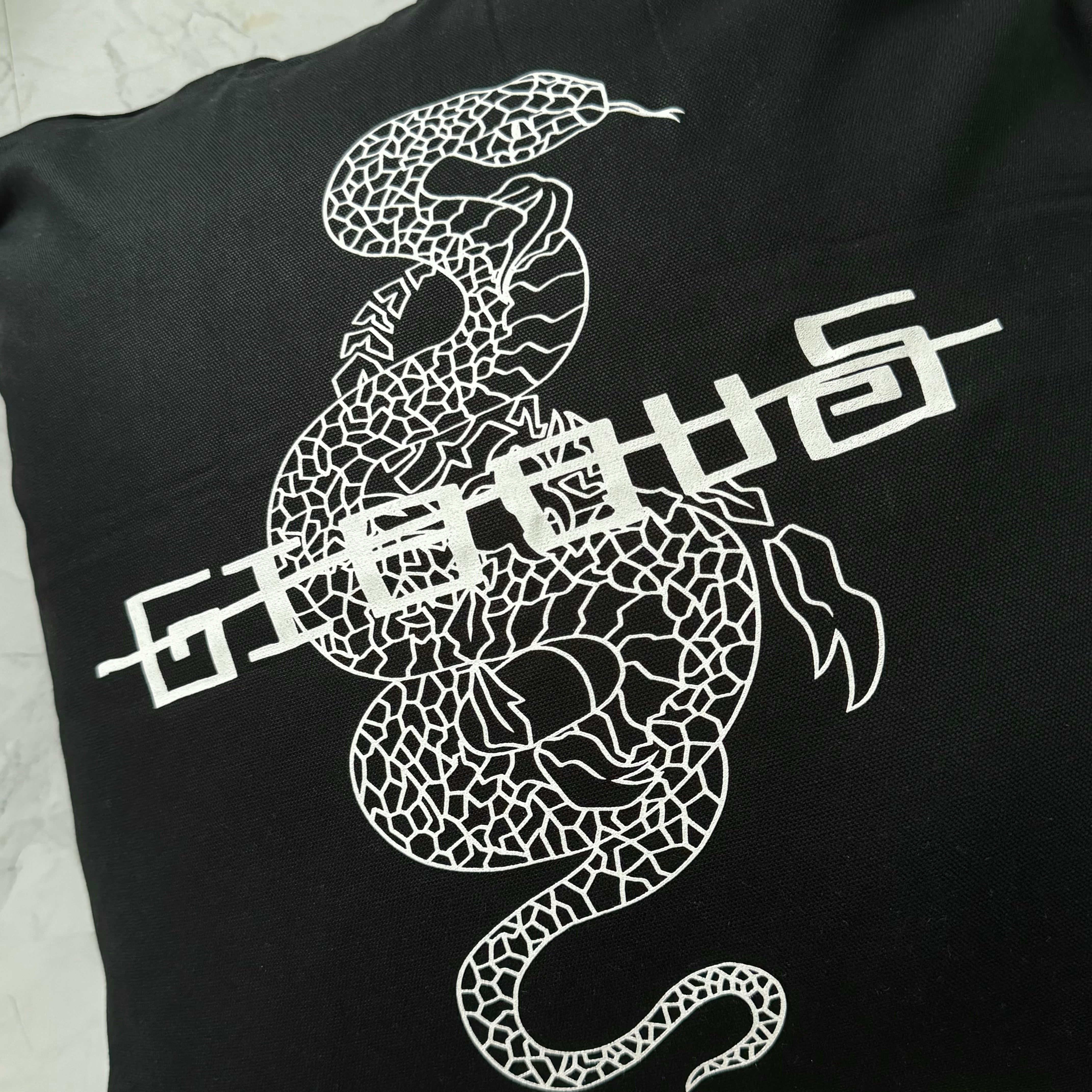 gibous snake scorpion logo cushion cover