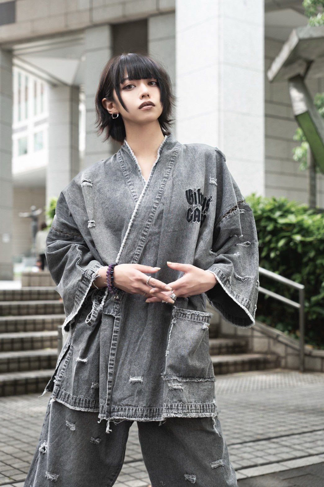 【受注生産】gibous×GALFY snake dog denim jinbei grey