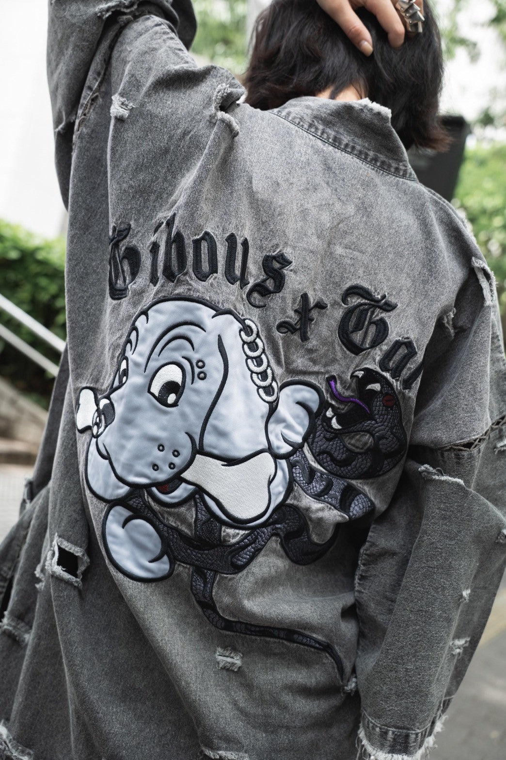【受注生産】gibous×GALFY snake dog denim jinbei grey
