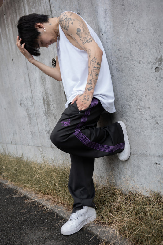 【再販】gibous logo jersey scorpion black purple pants