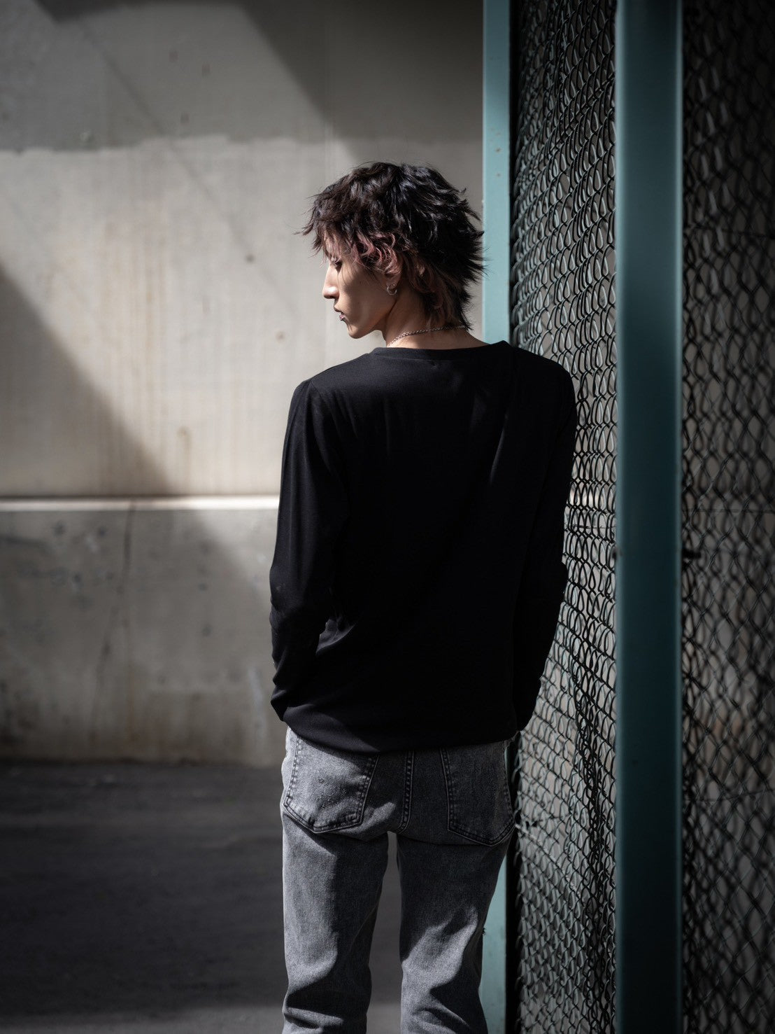 gibous rib original button v neck tops black