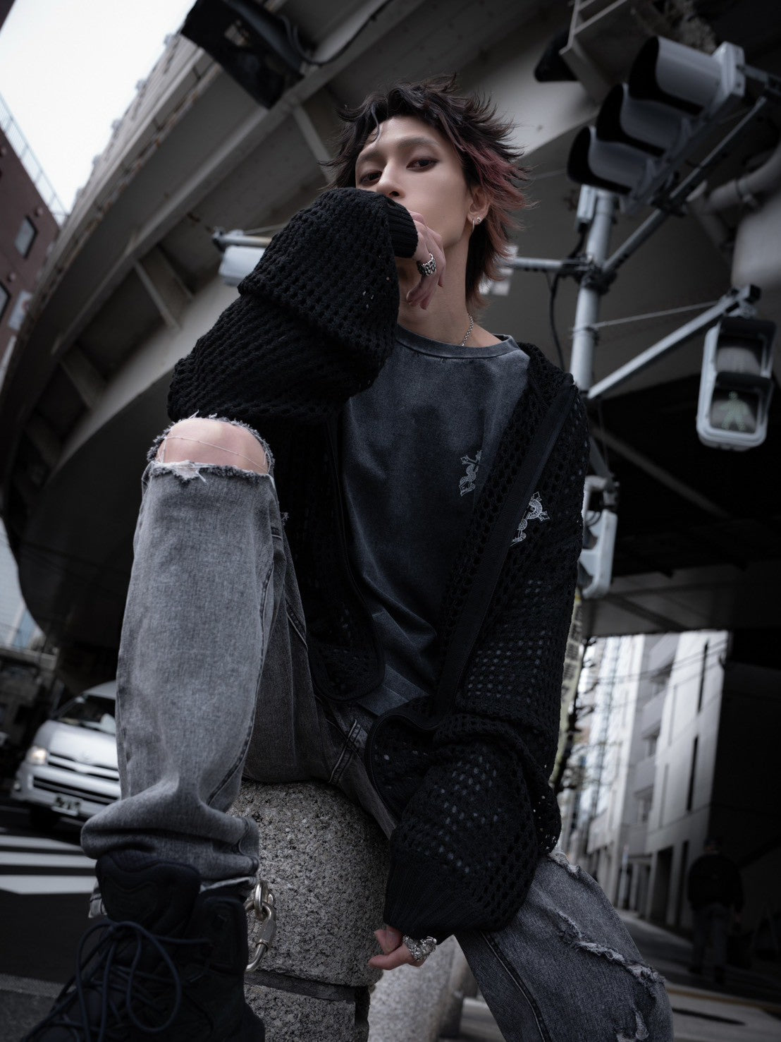 【再販】gibous cross snake mesh parker