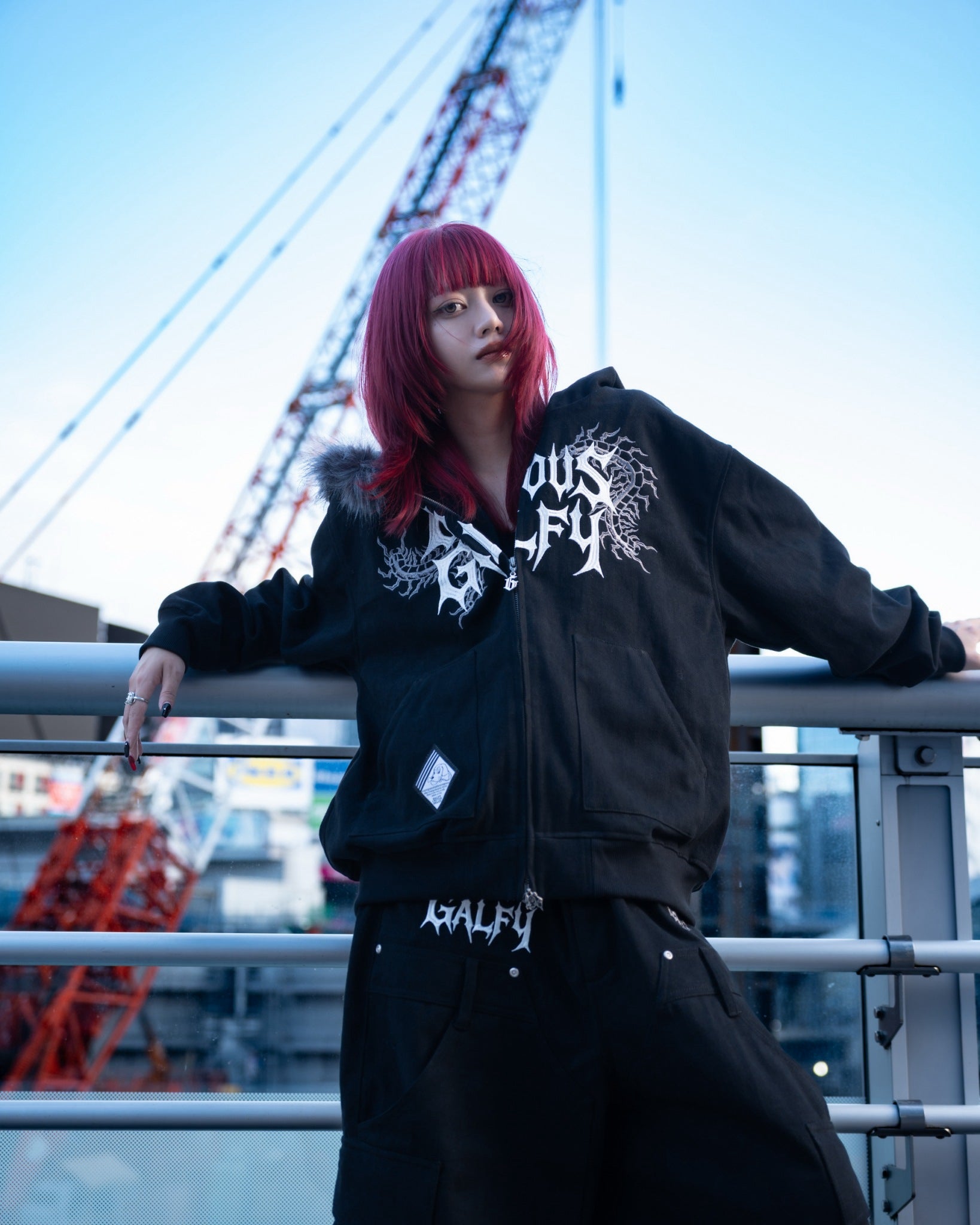 【受注生産】gibous×GALFY gothic logo centipede pants black