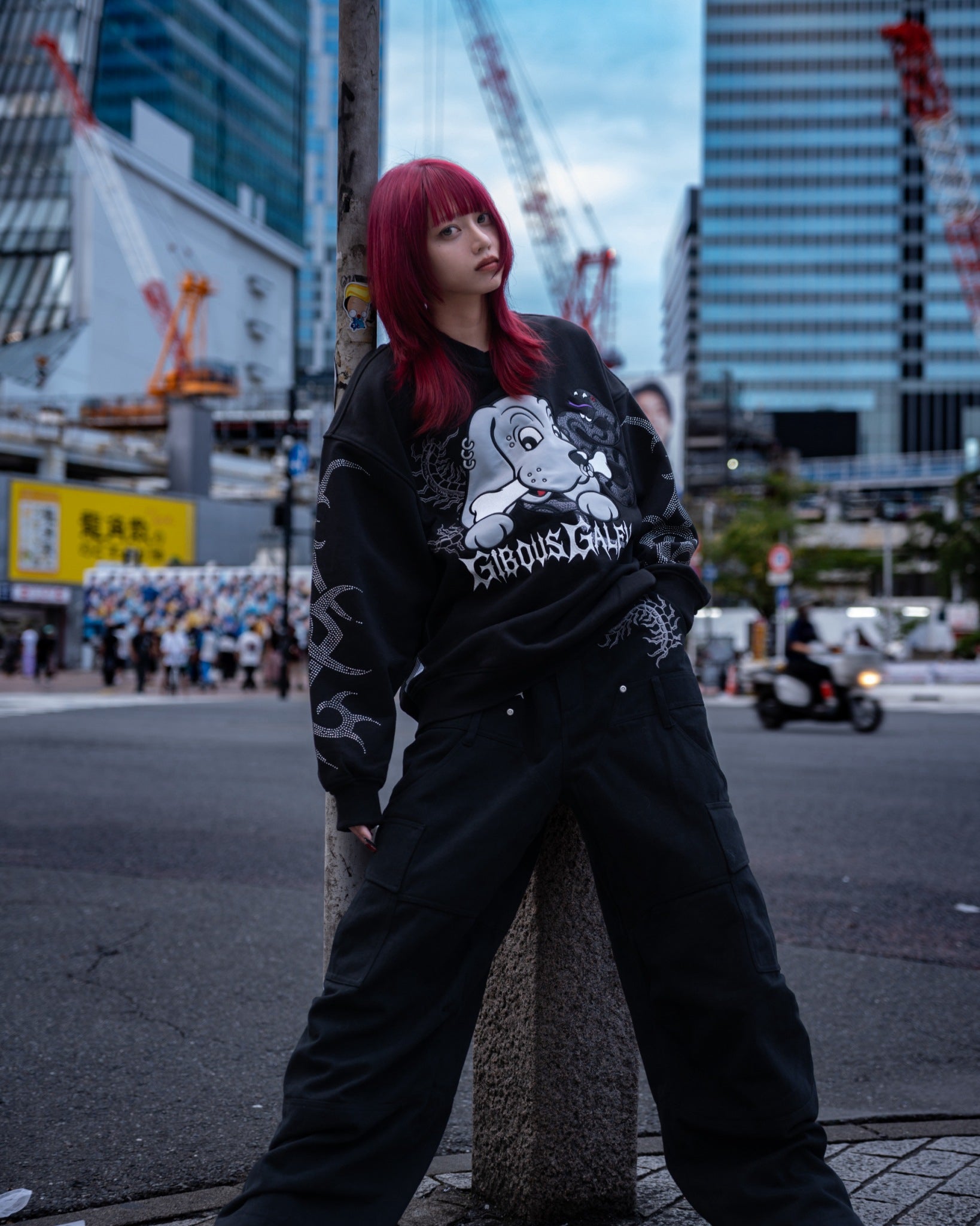 【受注生産】gibous×GALFY gothic logo centipede pants black