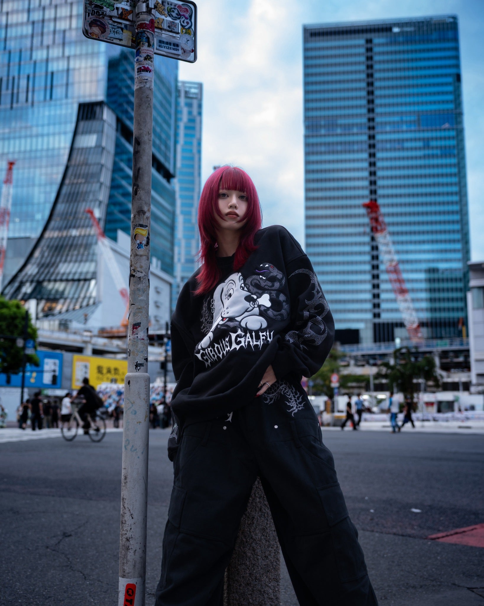 【受注生産】gibous×GALFY gothic logo centipede pants black