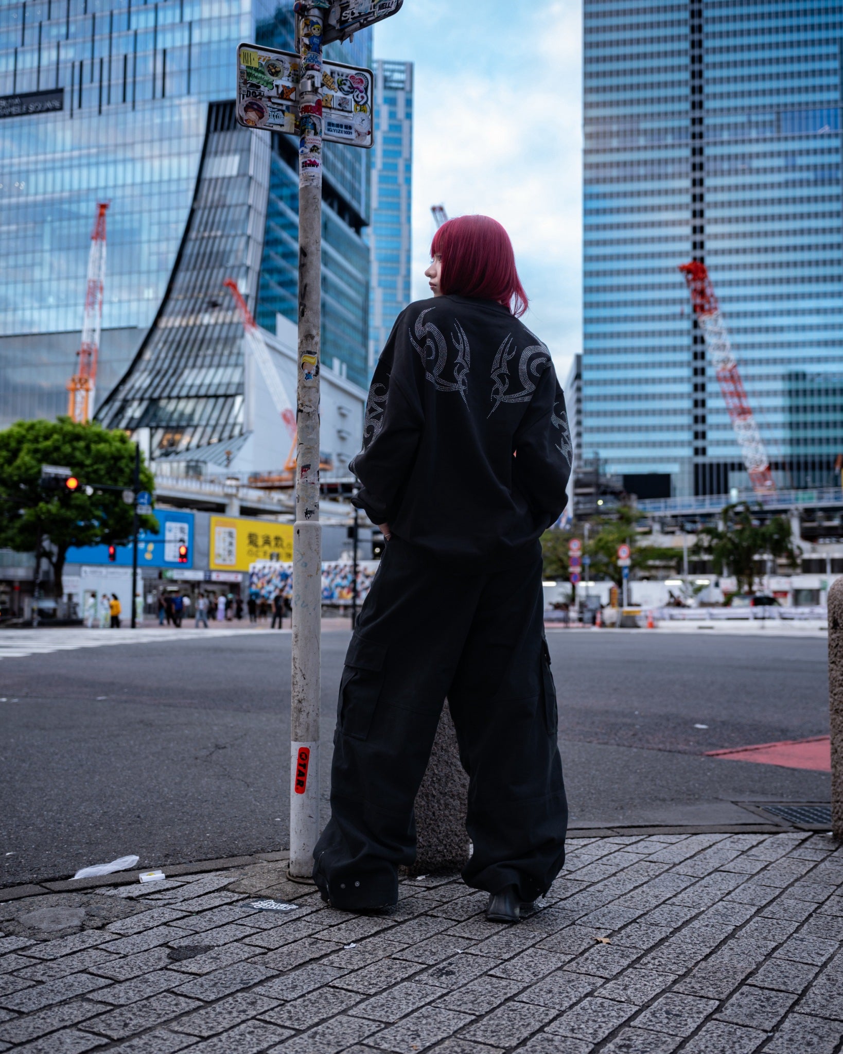 【受注生産】gibous×GALFY gothic logo centipede pants black