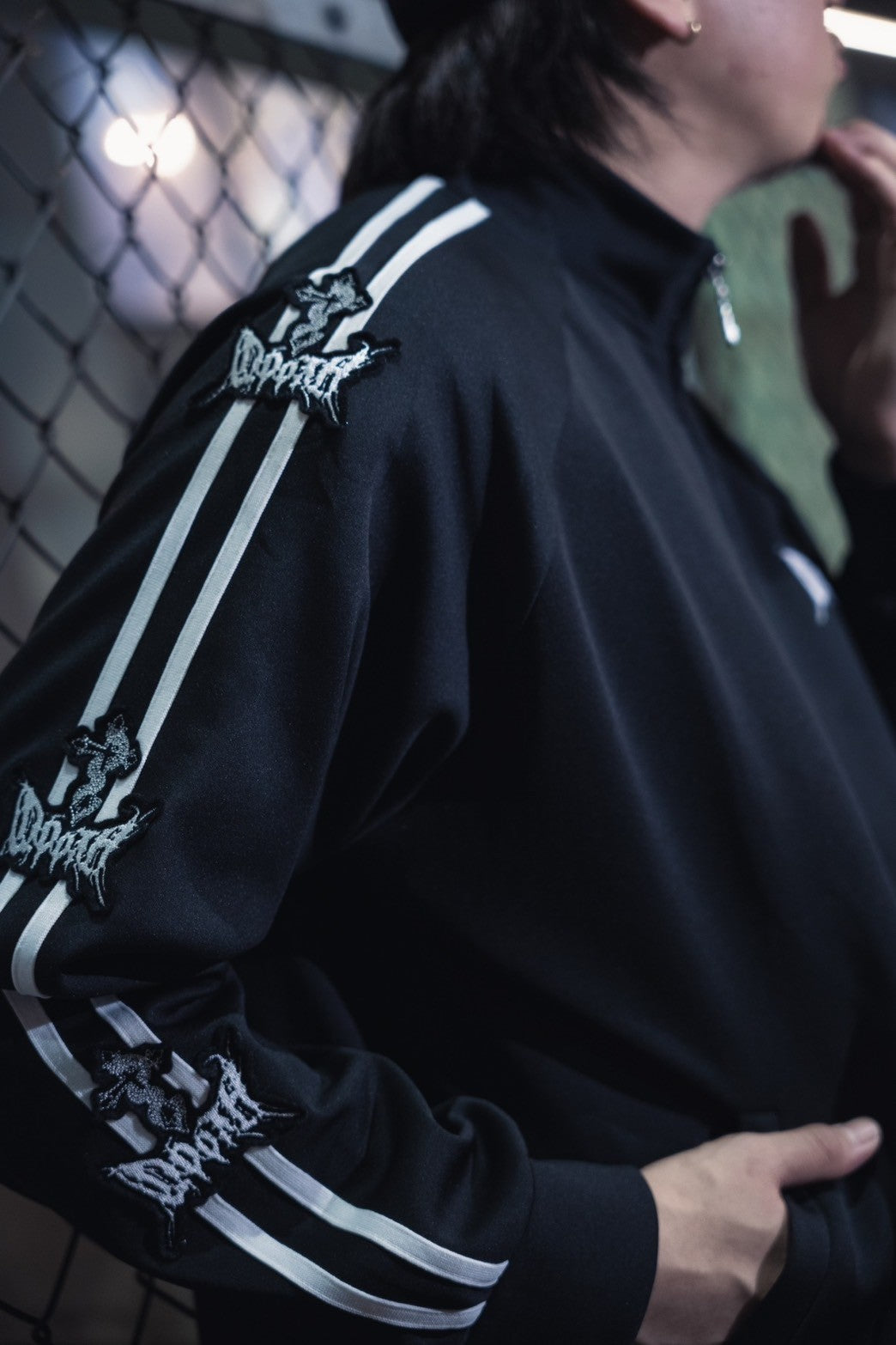 gibous×QOOZA  line wappen track jacket black (short/normal)