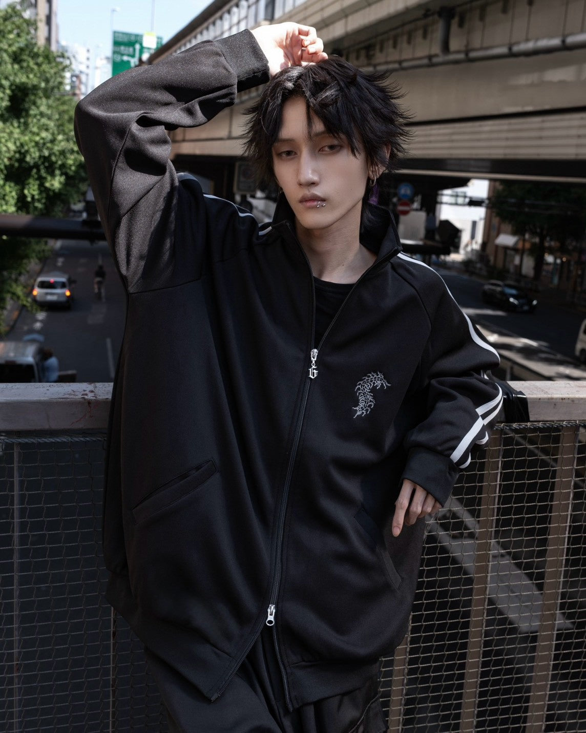 gibous centipede track jacket dark