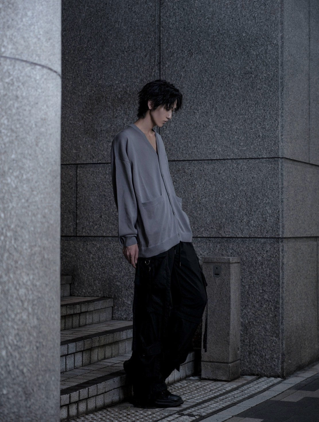 gibous centipede light cardigan gray