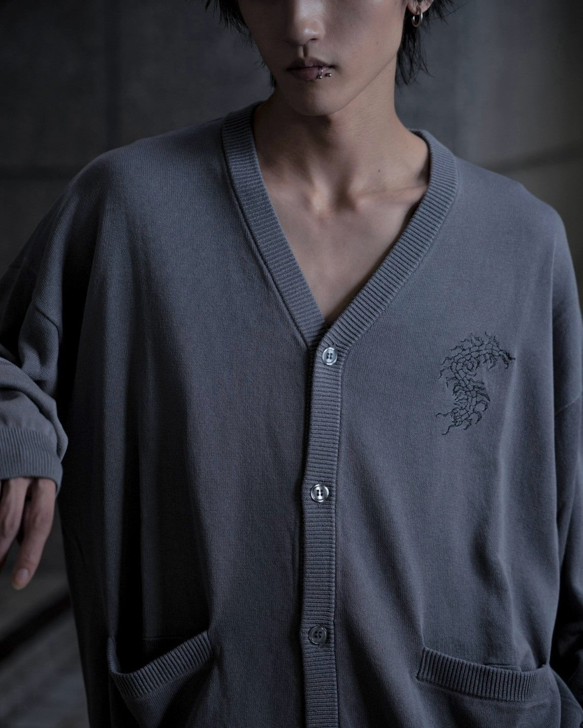 gibous centipede light cardigan gray