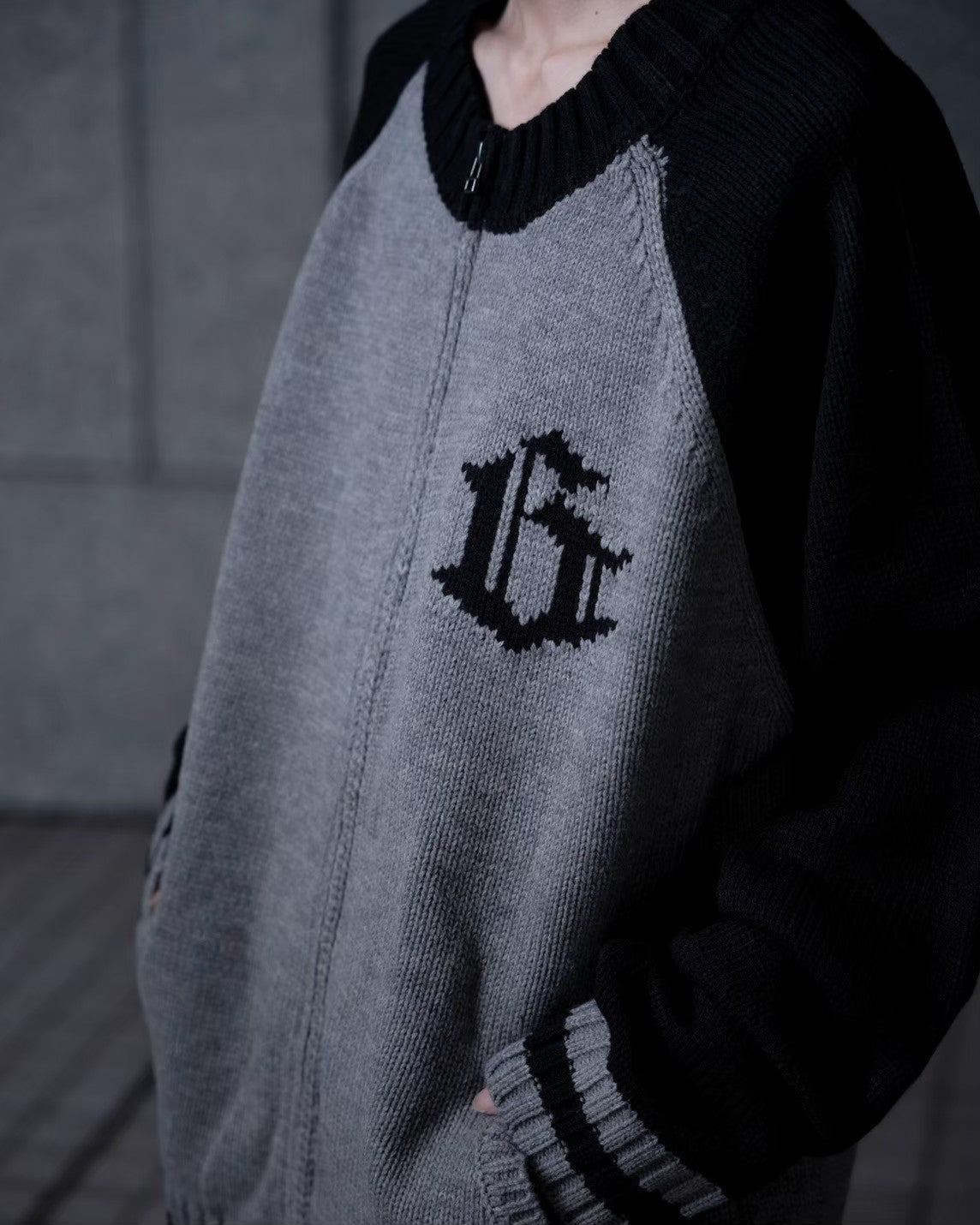 gibous G knit neck raglan knit  jacket