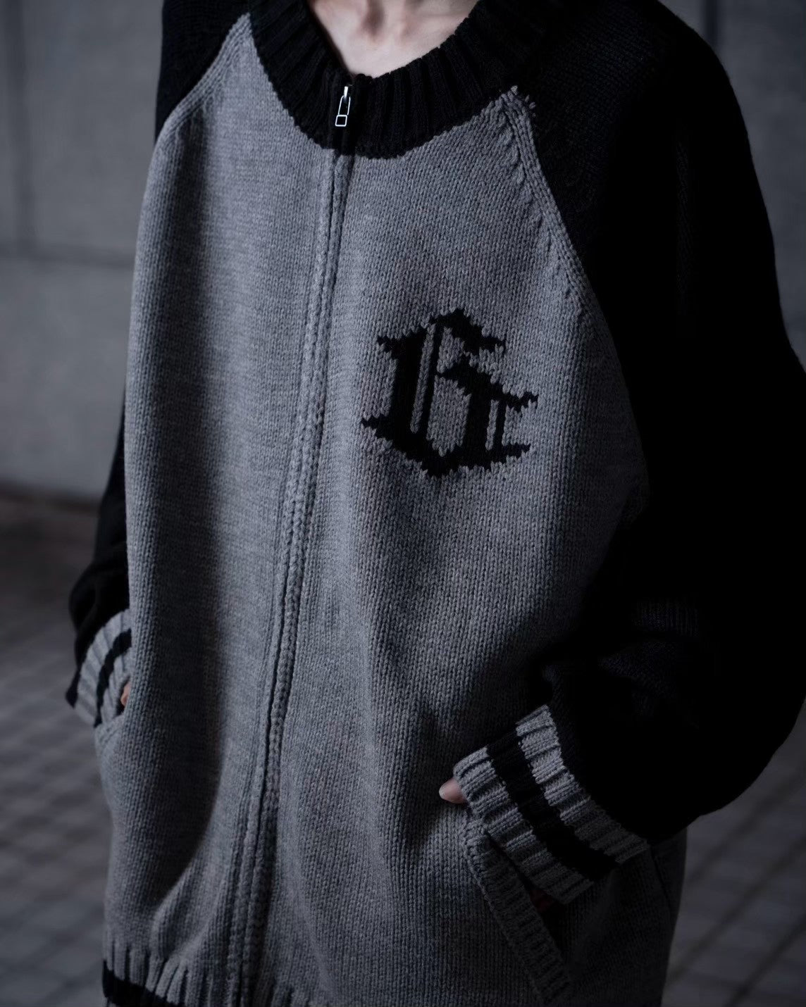 gibous G knit neck raglan knit  jacket