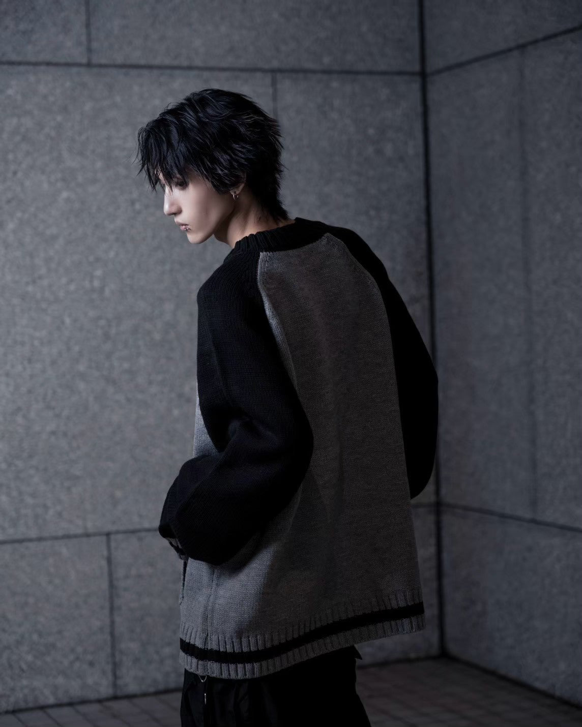gibous G knit neck raglan knit  jacket