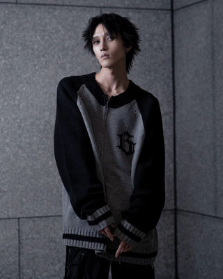 gibous G knit neck raglan knit  jacket