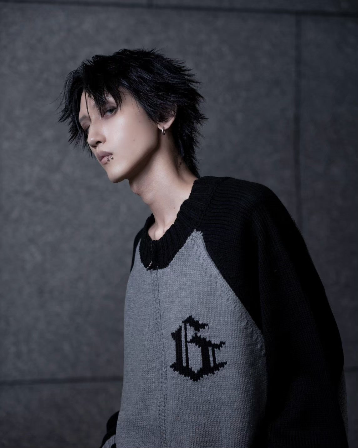 gibous G knit neck raglan knit  jacket