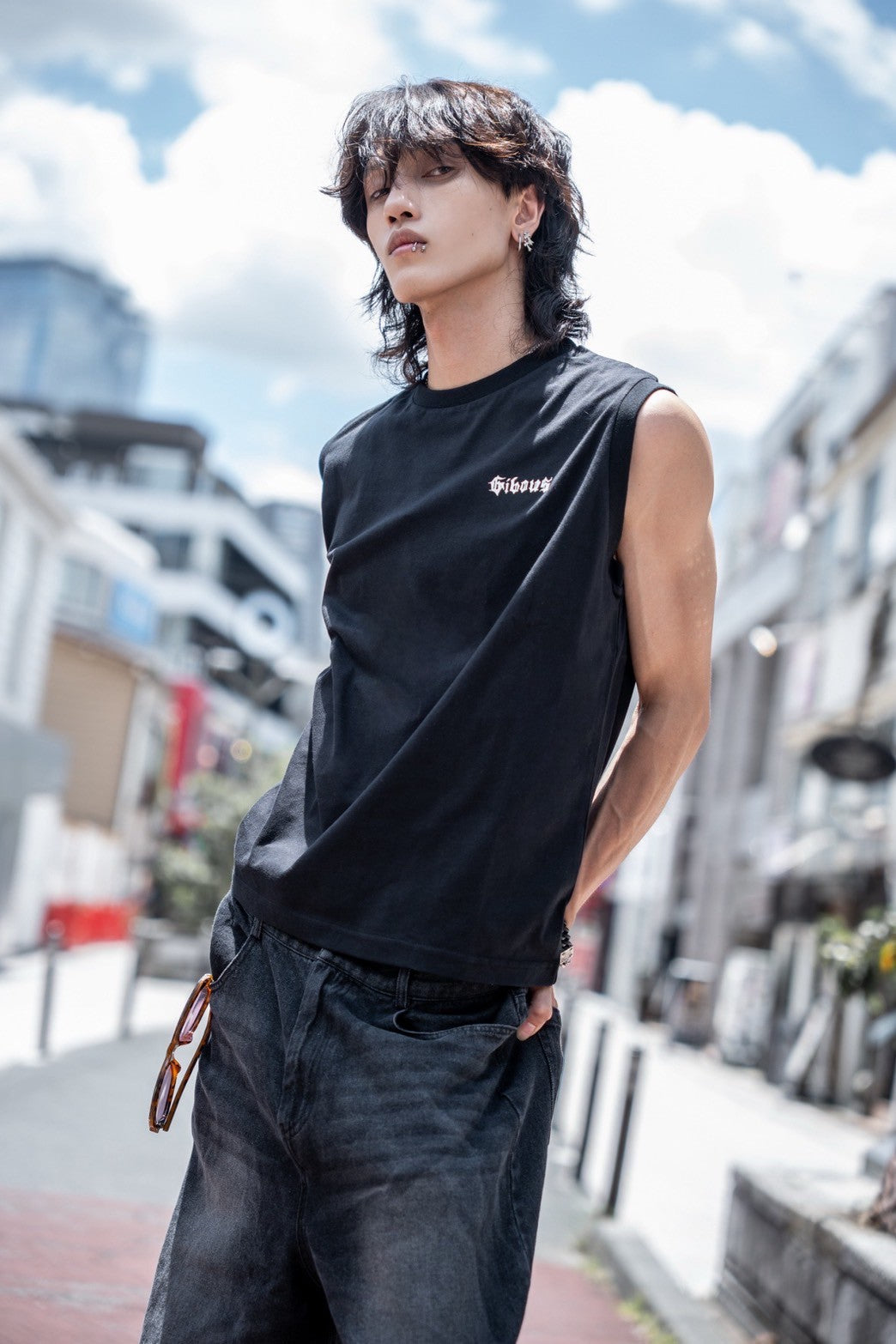 gibous snake scorpion Sleeveless T shirt black