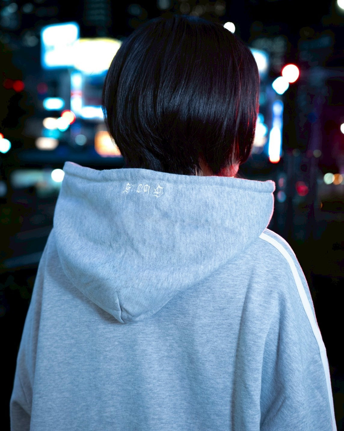 gibous velour numbering dark vneck sweatshirt gray