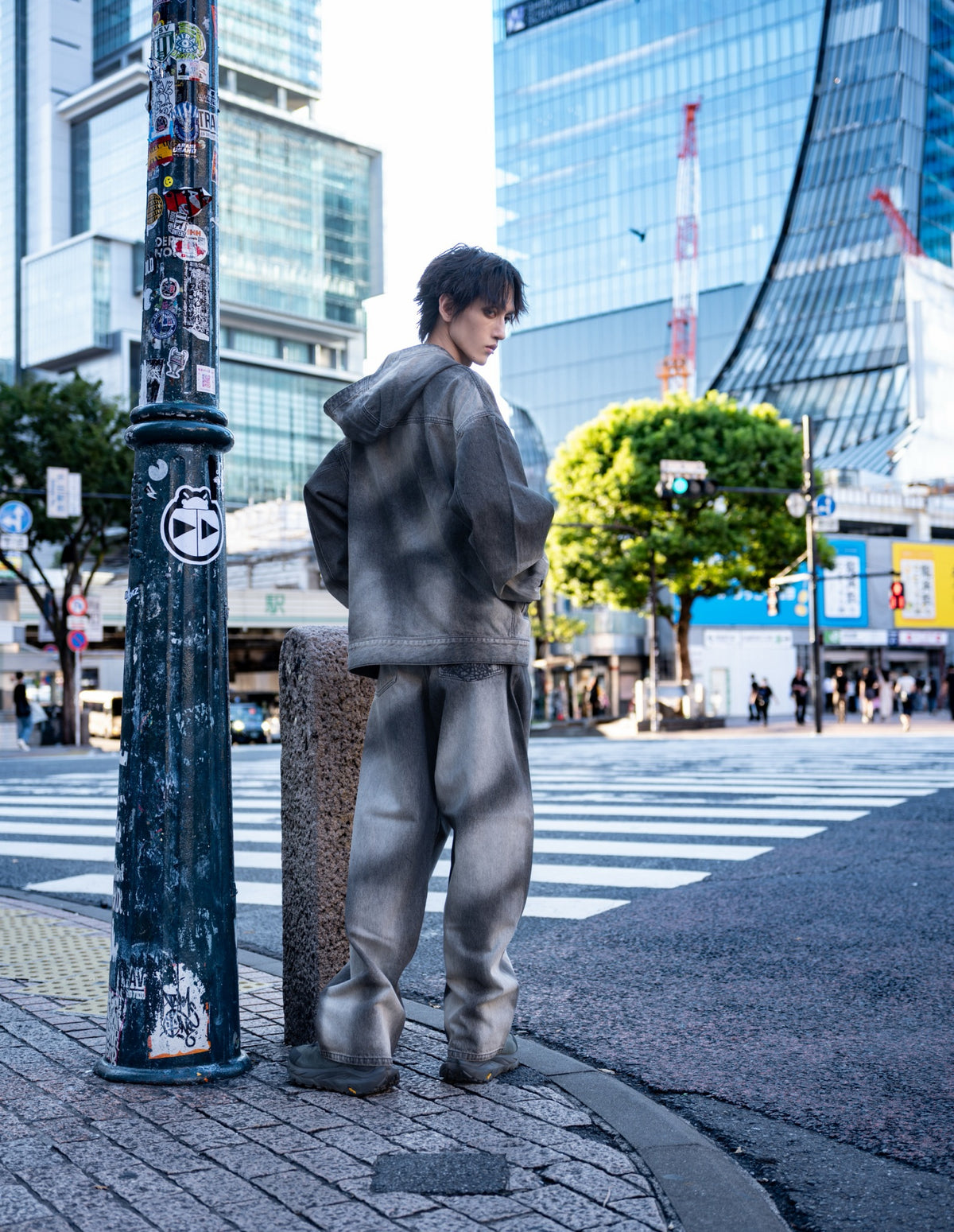 gibous snake cross vintage Wash Denim parker
