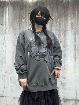 【受注生産】gibous×GALFY snake dog damage studs trainer ink black