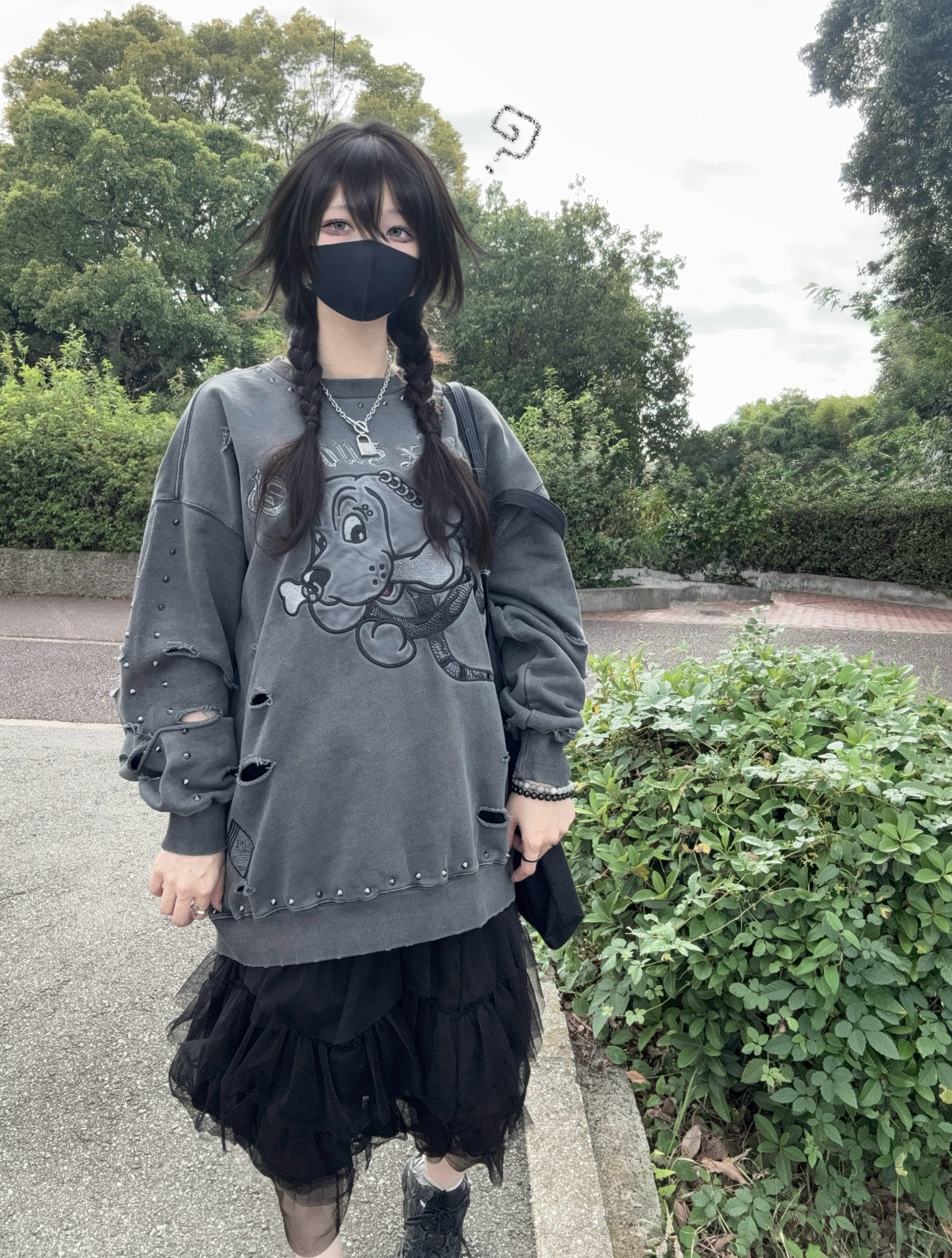 【受注生産】gibous×GALFY snake dog damage studs trainer ink black