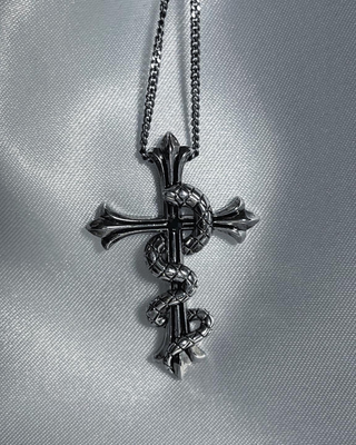【再販】gibous cross snake necklace