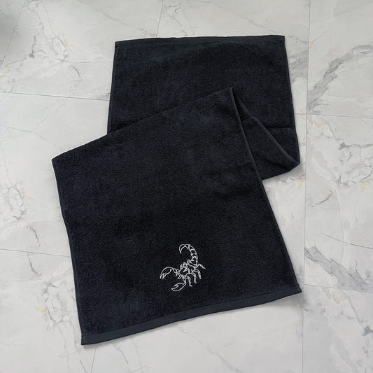gibous face cotton towel scorpion black