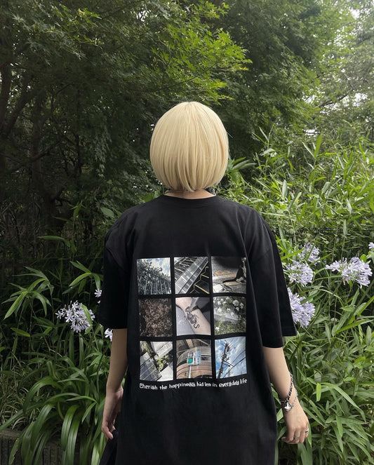 gibous 9photo tshirt black