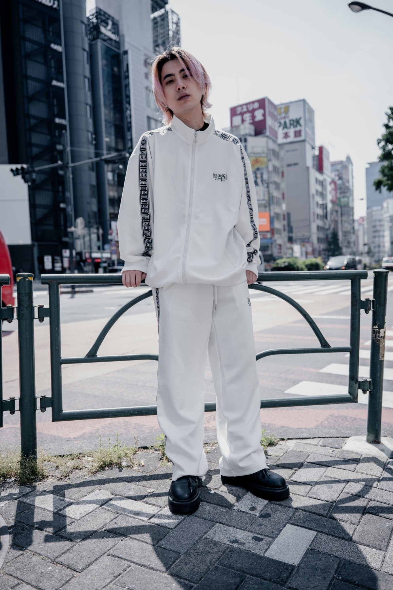 gibous×lhp logo jersey white pants – gibous.official