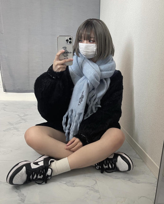 【再販】gibous fluffy scarf baby blue