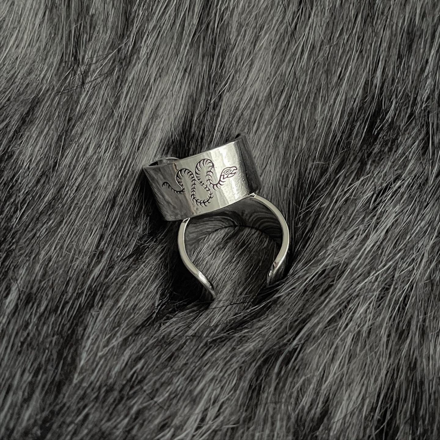 gibous skull snake ring