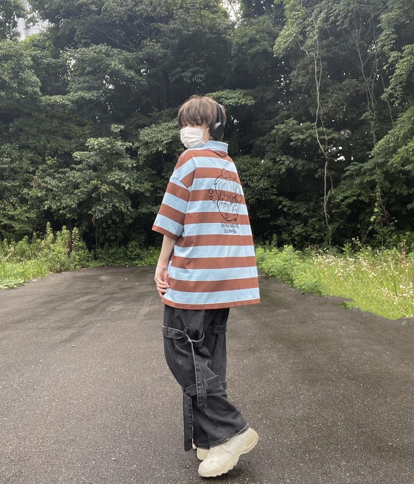 remember×gibous border polo shirt