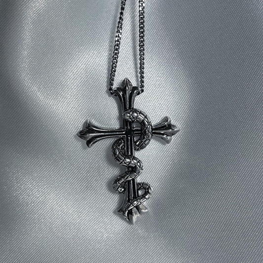 【再販】gibous cross snake necklace