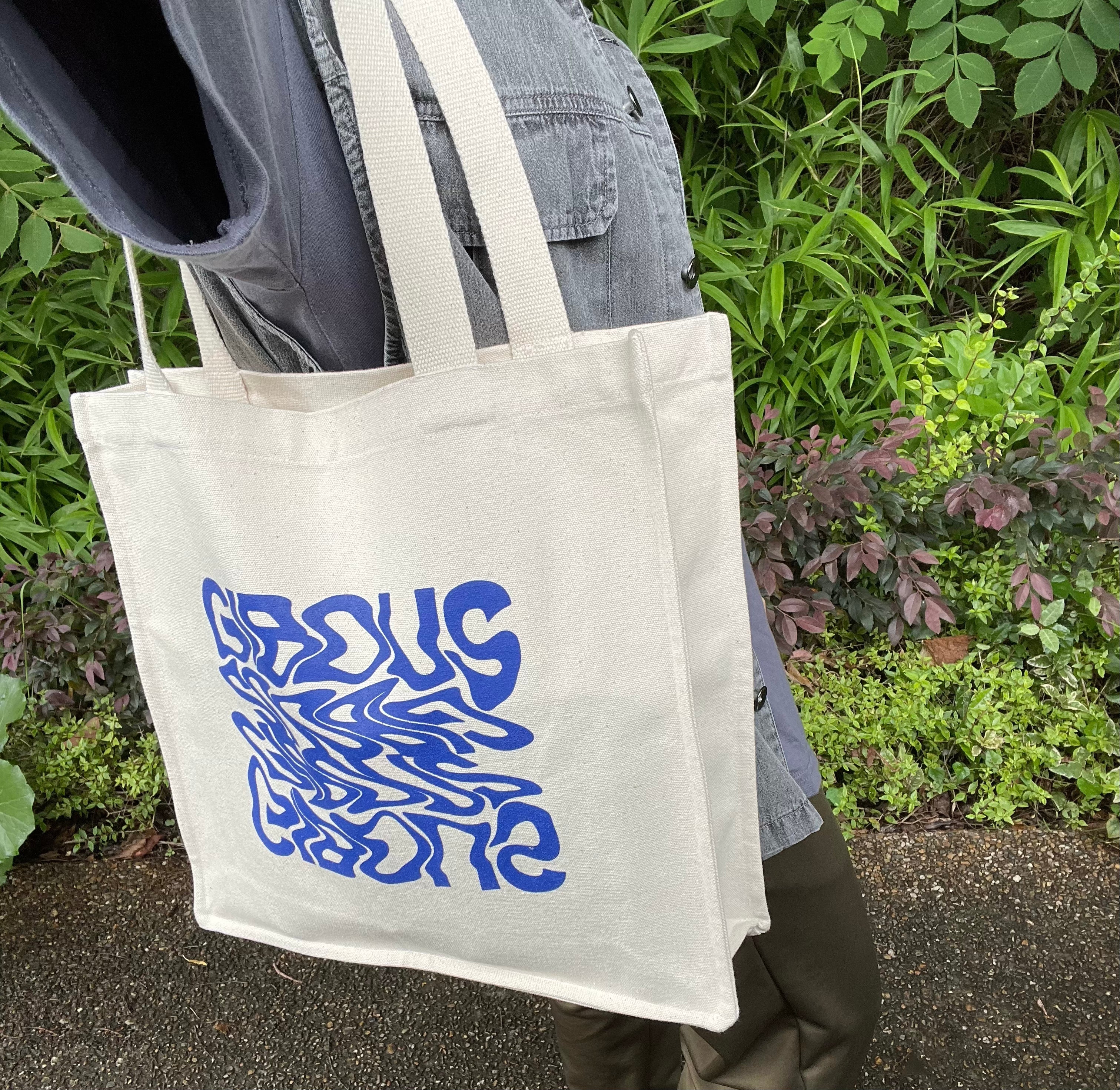 gibous Blue logo tote bag