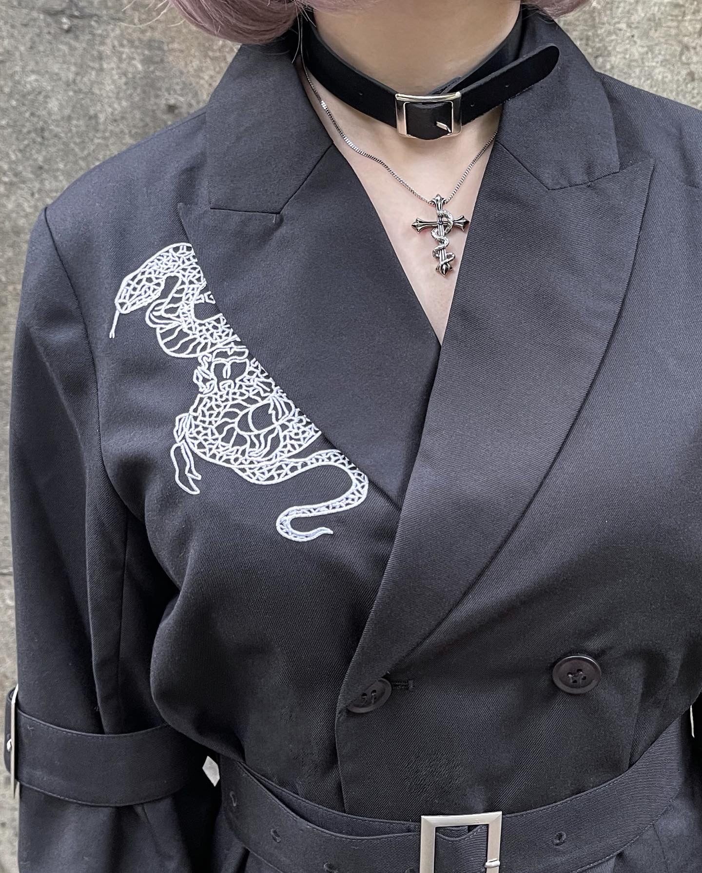 【再販】gibous cross snake necklace