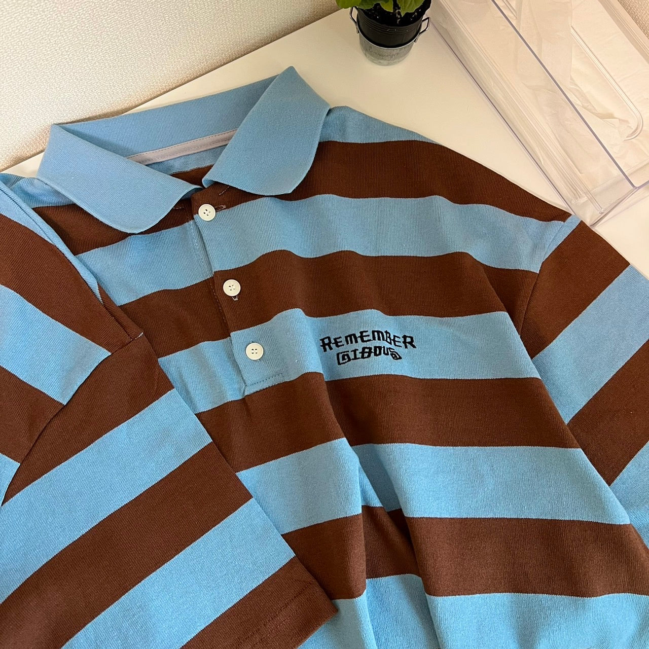 remember×gibous border polo shirt