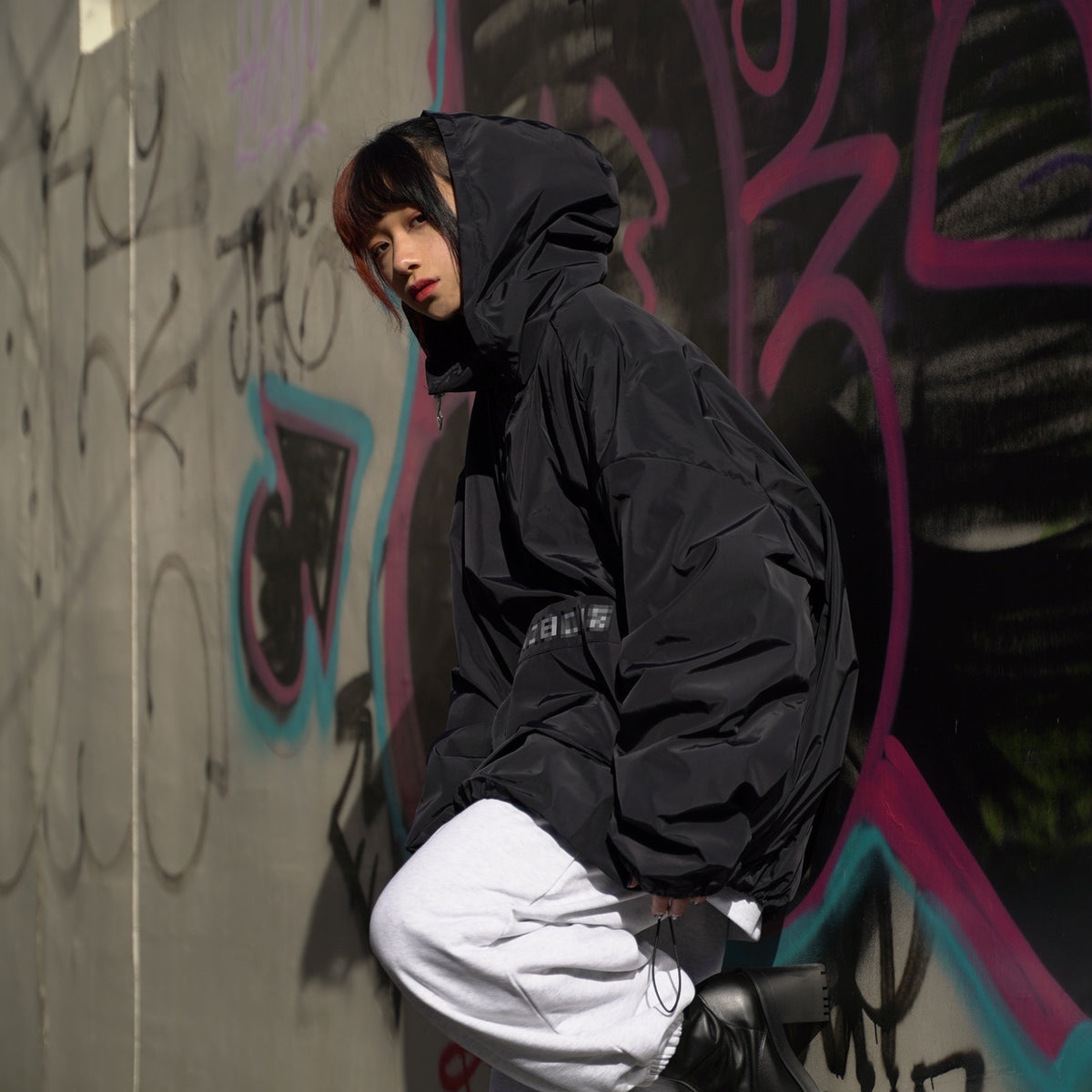 再販】gibous Wind hoodie black