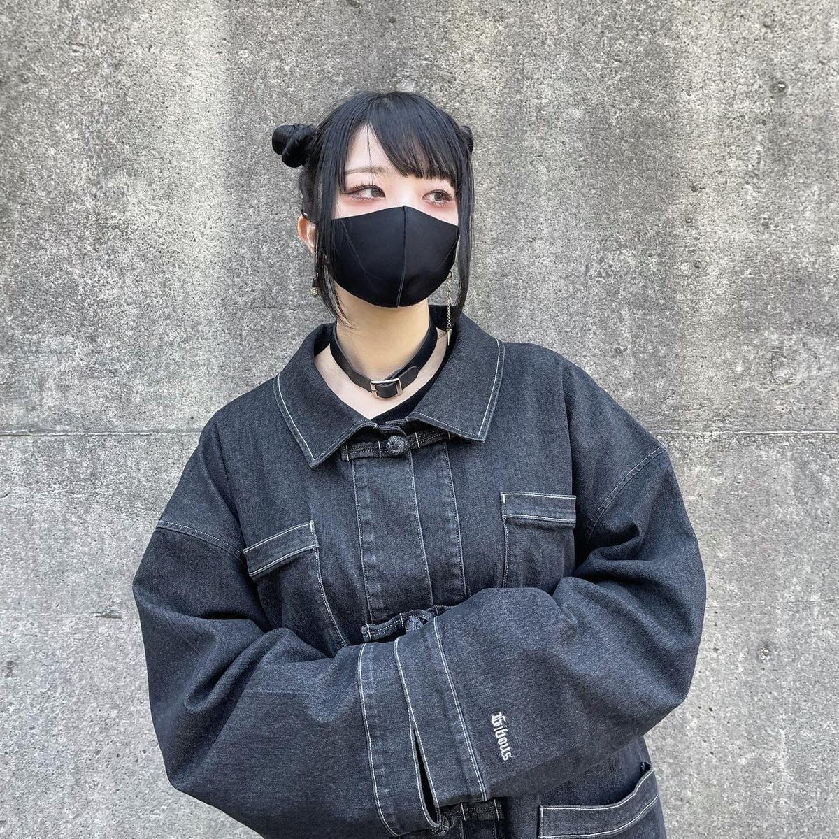 再販】gibous china stitch denim tops long