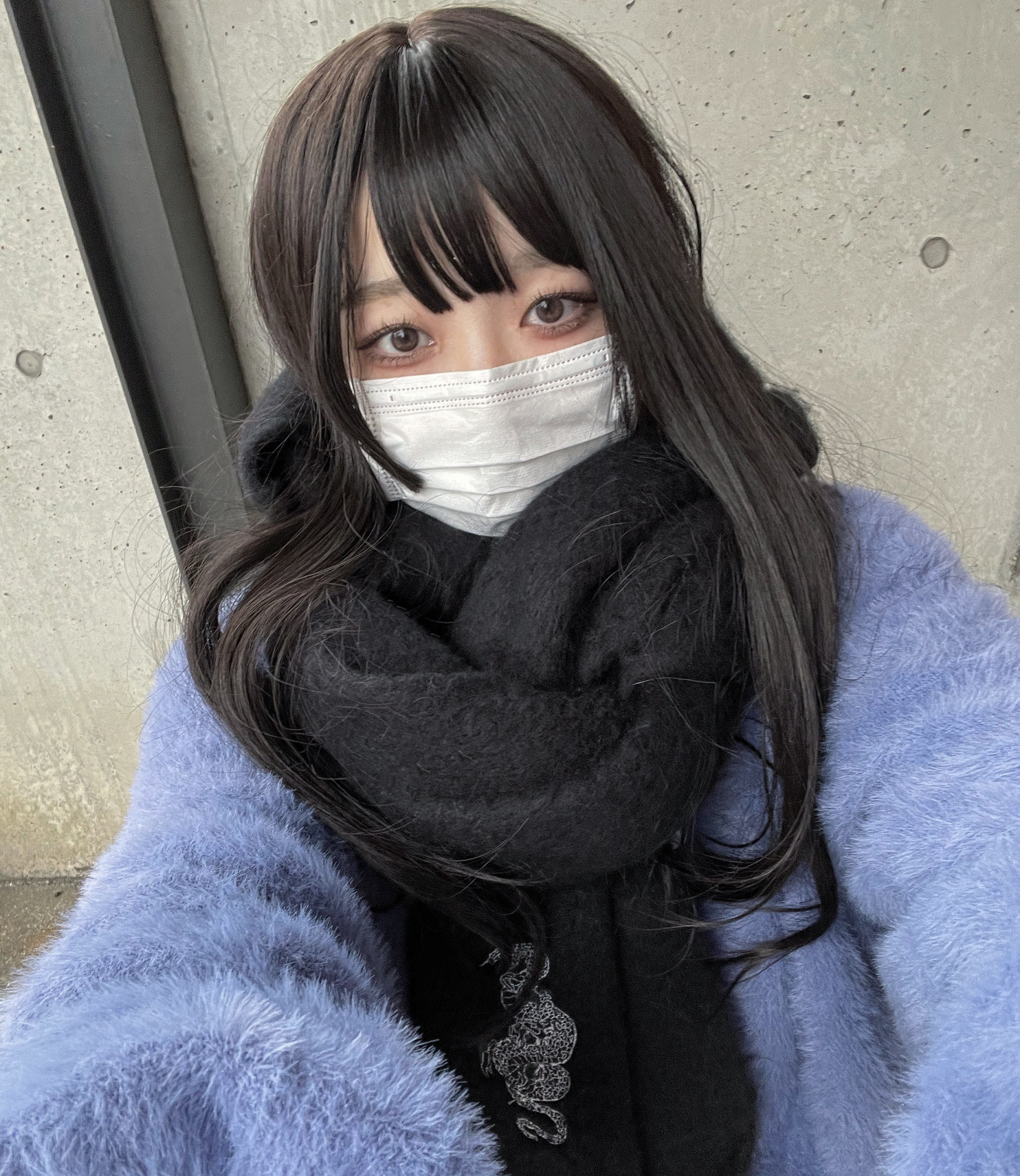 【再販】gibous fluffy scarf black